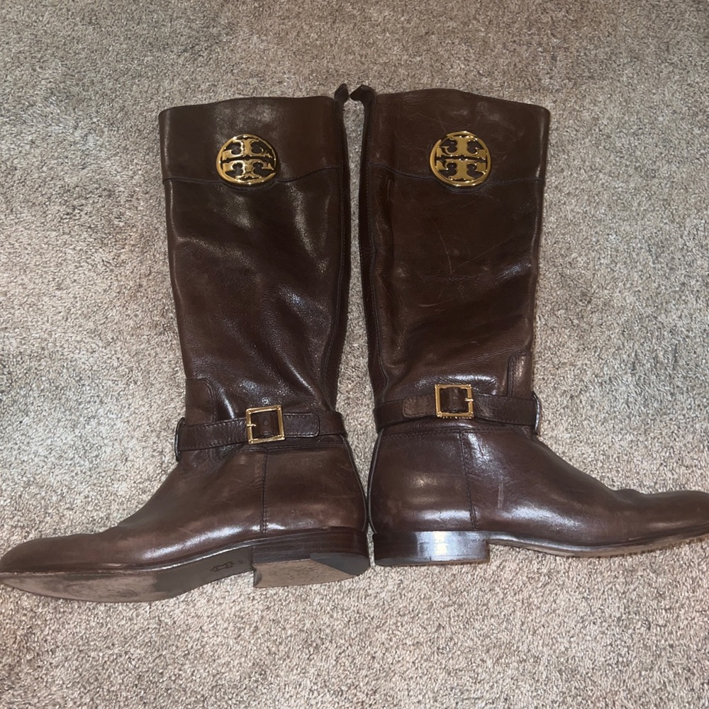 Tory Burch riding boots chocolate brown 7